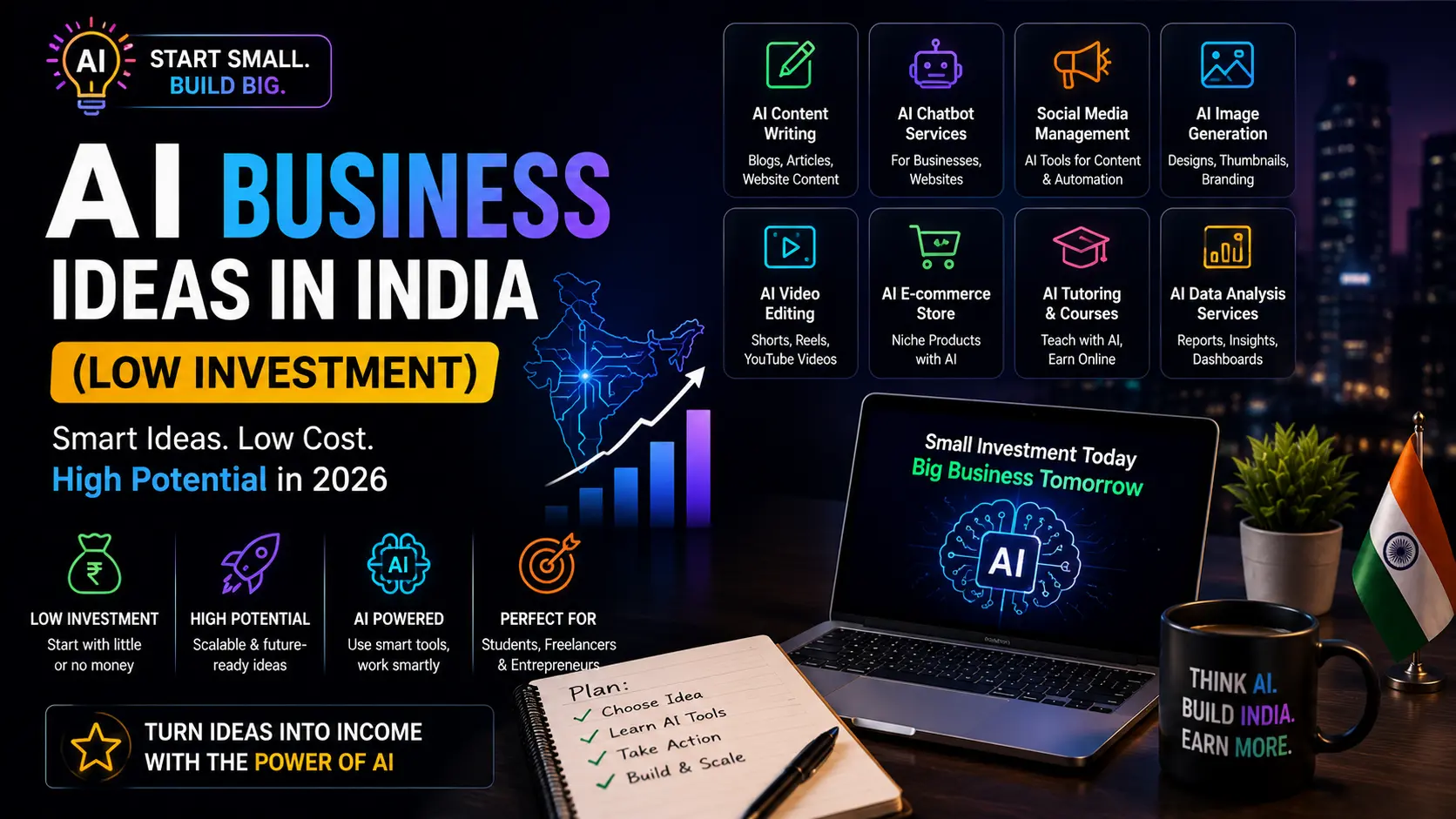 AI Business Ideas in India (Low Investment)