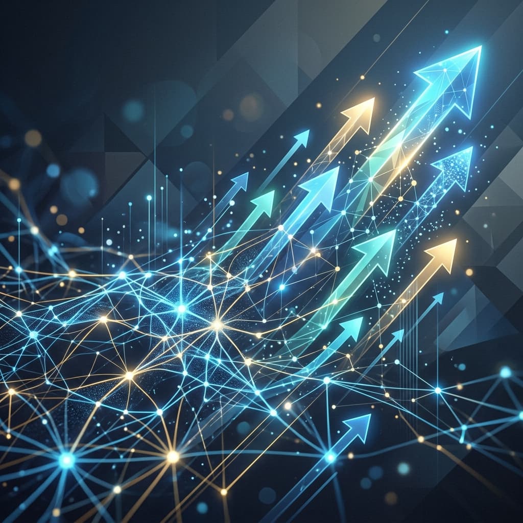 Modern abstract representation of artificial intelligence business growth